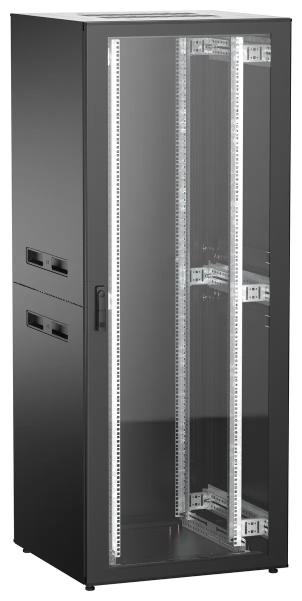 ITK UNITBOX N Шкаф сетевой 19" напольный 42U 800х800мм стеклянная передняя дверь задняя металлическая черный UBN05-42U88-GM