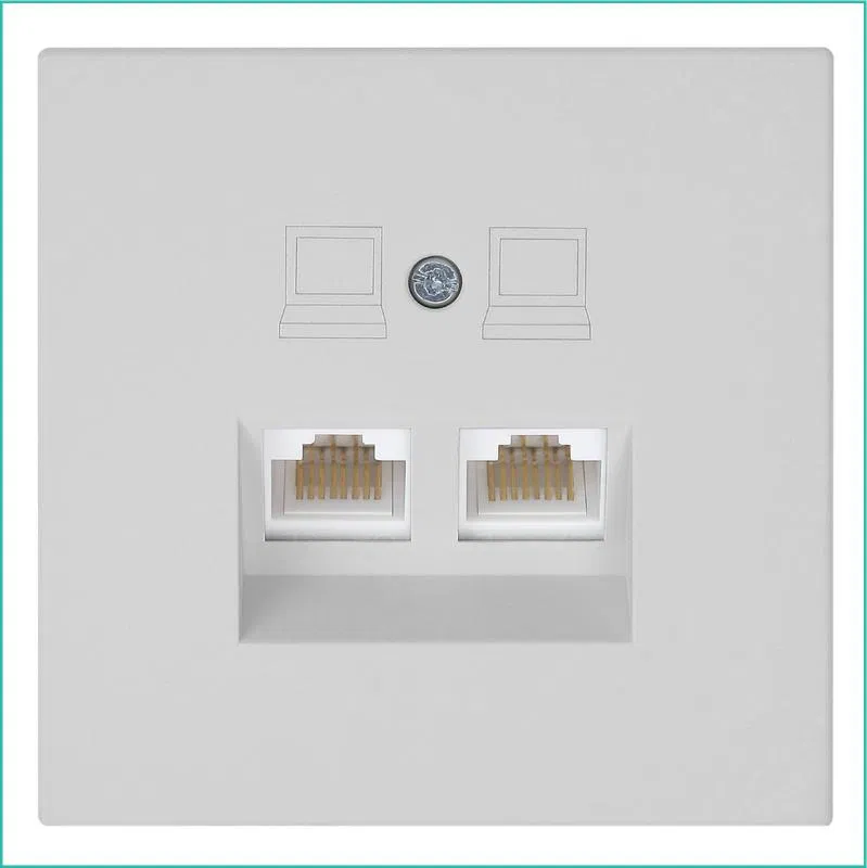 Розетка компьютерная 2-м СП RJ45 FD кат.5E с накладкой механизм тауп матов. soft touch Jasmart FD6106PTM