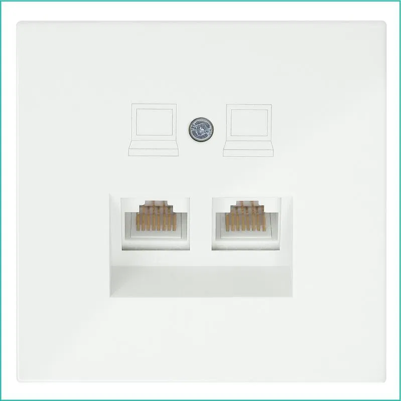 Розетка компьютерная 2-м СП RJ45 кат.5E с накладкой механизм сахара Jasmart FD6106SH