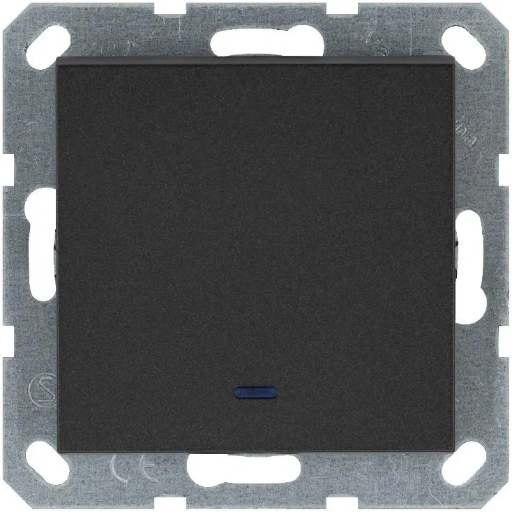 Переключатель проходной 1-кл. 10А IP20 с подсветкой механизм антрацит Jasmart G3012NB