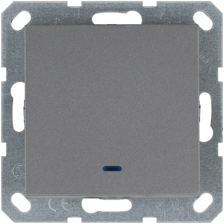 Переключатель проходной 1-кл. 10А IP20 с подсветкой механизм алюм. Jasmart G3012NS