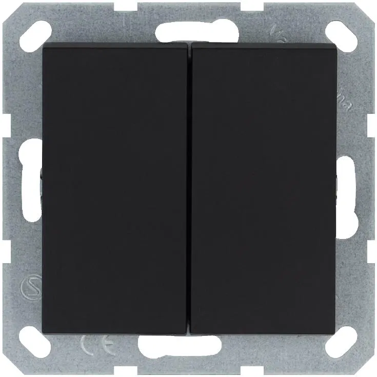 Кнопка 2-кл. 10А IP20 с переключающим контактом механизм черн. матов. soft touch Jasmart G3020PB