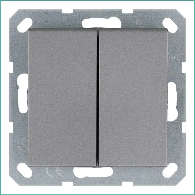Переключатель проходной 2-кл. 10А IP20 механизм алюм. Jasmart G3022S