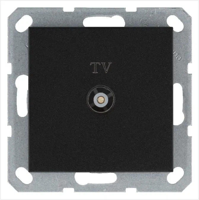 Розетка телевизионная оконечная TV Ф9.5мм механизм антрацит Jasmart G6001B