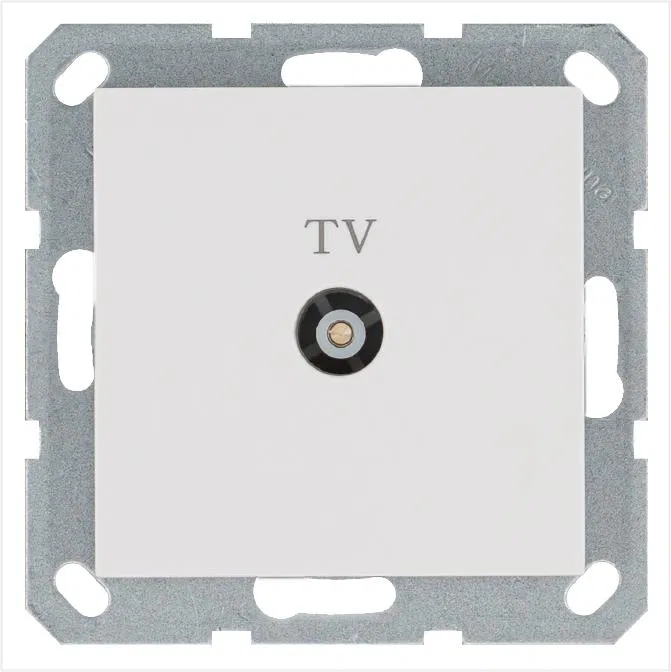 Розетка телевизионная оконечная TV Ф9.5мм механизм бел. глянцевый Jasmart G6001W