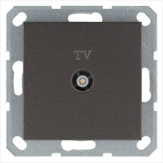 Розетка телевизионная оконечная TV Ф9.5мм механизм мокко Jasmart G6001Z