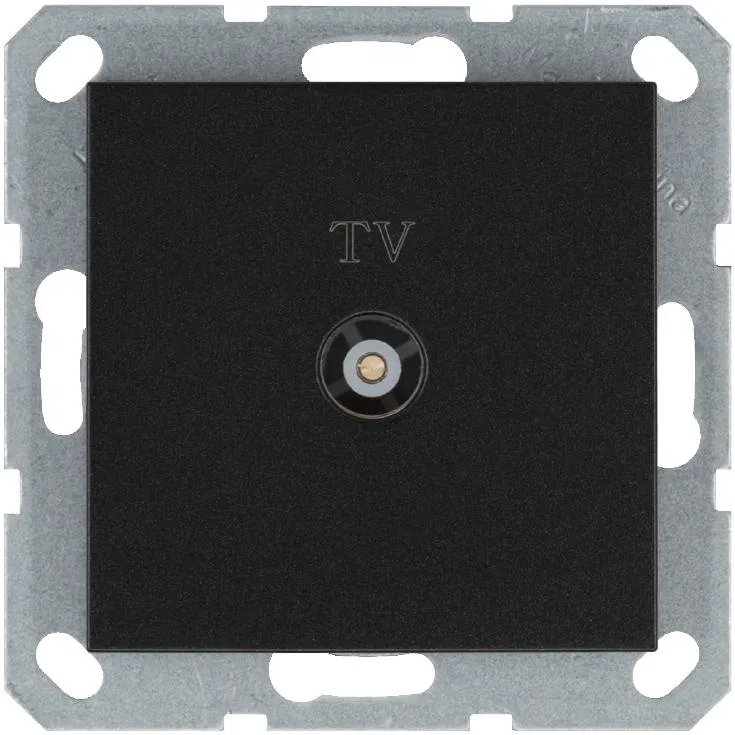 Розетка телевизионная проходная TV Ф9.5мм механизм антрацит Jasmart G6002B