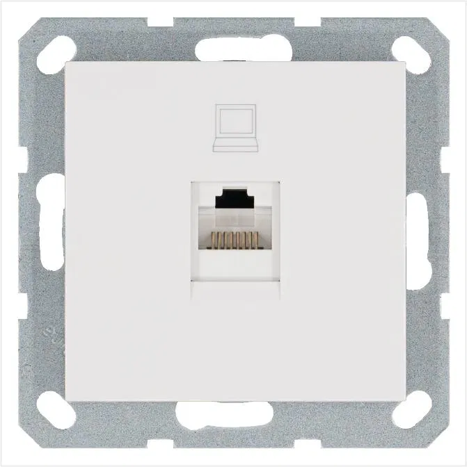 Розетка компьютерная 1-м RJ45 IP20 кат. 5E механизм бел. глянцевый Jasmart G6105W