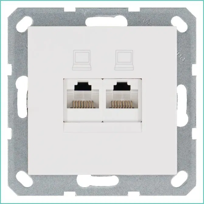 Розетка компьютерная 2-м RJ45 IP20 кат. 6 механизм бел. глянцевый Jasmart G6108W