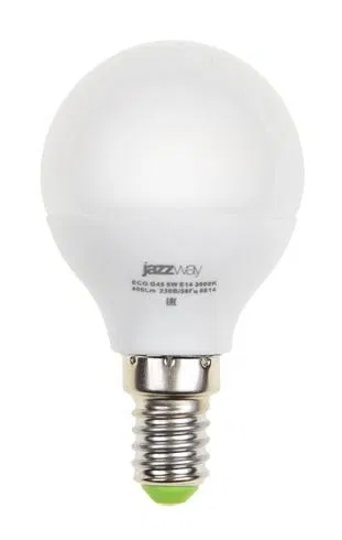 Лампа светодиодная PLED-ECO 5Вт G45 шар матовая 4000К нейтр. бел. E14 400лм 230В 50Гц JazzWay 1036926A
