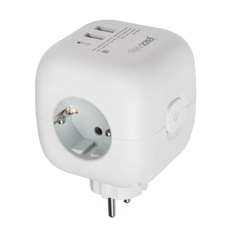 Разветвитель 3-м с заземл. AC-3UGS-wh 2хUSB type-A + 1хtype-C с выключателем бел. JazzWay 5060630
