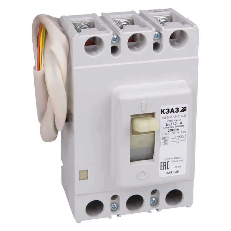 Выключатель автоматический 3п 200А 1250Im 20кА ВА51-35М2-341810 УХЛ3 690В AC НР230AC/220DC КЭАЗ 148810