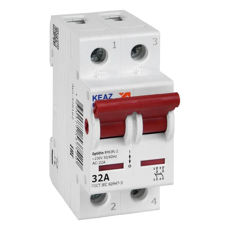 Выключатель нагрузки модульный 2п 32А OptiDin BM63PL-232-УХЛ3 (ВМ63PL) КЭАЗ 328162