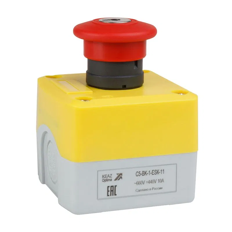 Пост кнопочный OptiSignal D22 C5-BK-1-ESK-11 1НО+1НЗ авар. стоп. с ключом XALK188E КЭАЗ 338524