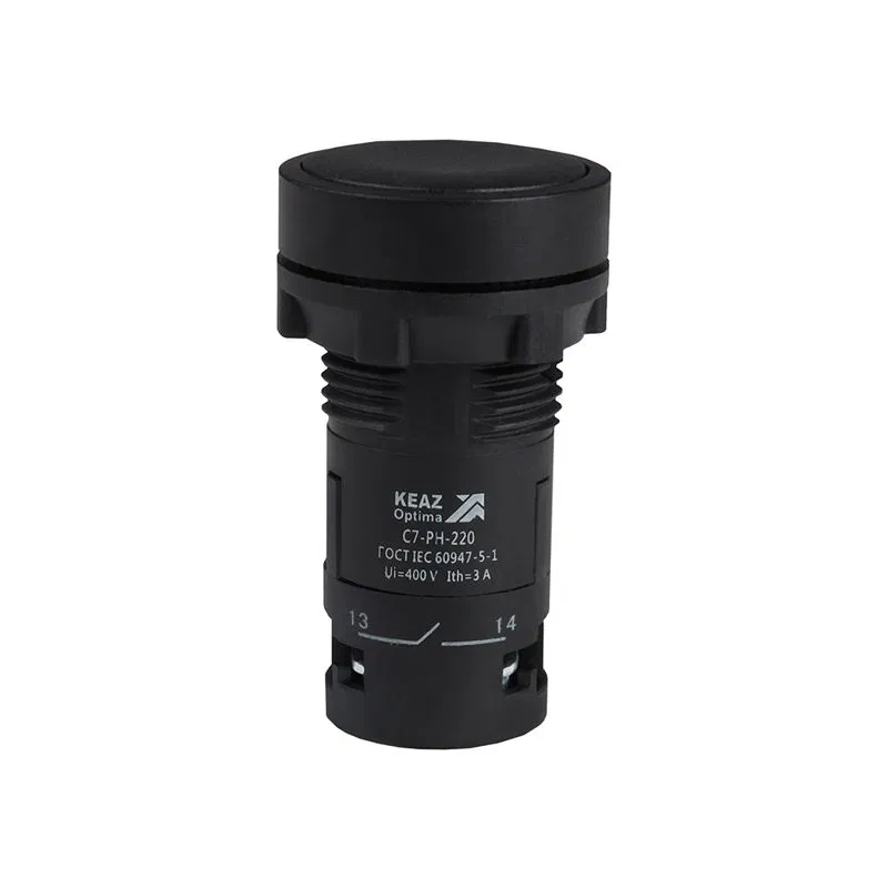 Кнопка с фиксацией OptiSignal Compact D22 С7-PH-220 черн. 2НО XB7NH23 КЭАЗ 362079