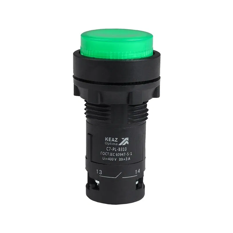 Кнопка с подсветкой OptiSignal Compact D22 С7-PL-B301 зел. 1НЗ 24В AC/DC XB7NW33B2 КЭАЗ 362085