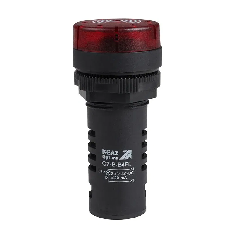 Зуммер с непрерывным сигналом OptiSignal Compact D22 С7-B-M4CL красн. с подсветкой 230В AC/DC КЭАЗ 362178