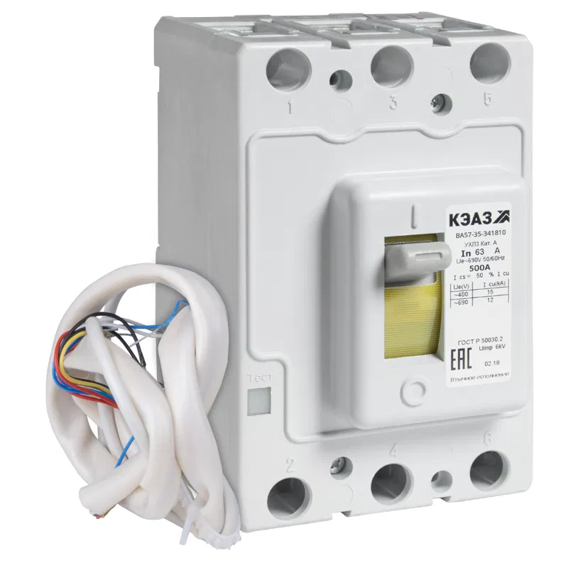 Выключатель автоматический 3п 80А 500Im 44кА ВА57-35-344610 УХЛ3 690В AC втычн. без панели КЭАЗ 394571