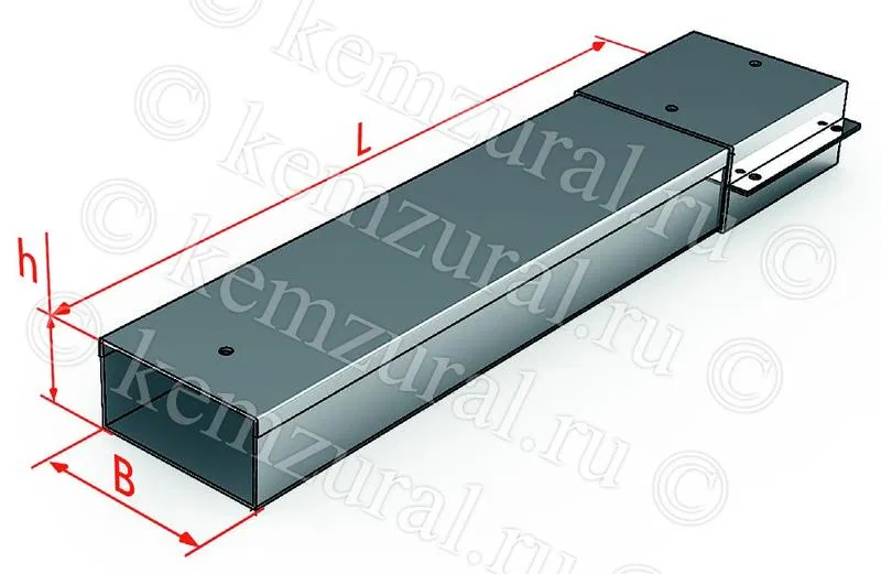 Короб прямой СП200х100ц УТ1.5 (S=1.2мм) гор.цинк КЭМЗ 381 201024 59