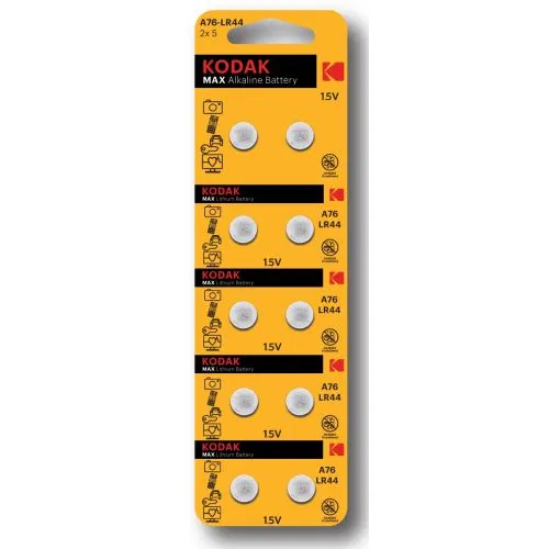 Элемент питания алкалиновый "таблетка" LR44/LR1154/AG13/G13 MAX Button Cell (блист.10шт) KODAK Б0044718