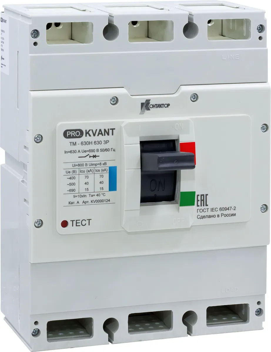 Выключатель автоматический PRO.KVANT TM-800H 3P 800А 70кА в литом корпусе с термомагнит. расцеп. Контактор KV0000133 Контактор (группа IEK)