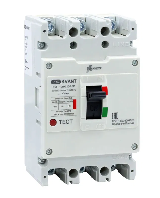 Выключатель автоматический PRO.KVANT TM-100N 3P 100А 35кА в литом корпусе с термомагнит. расцеп. Контактор KV0000023 Контактор (группа IEK)