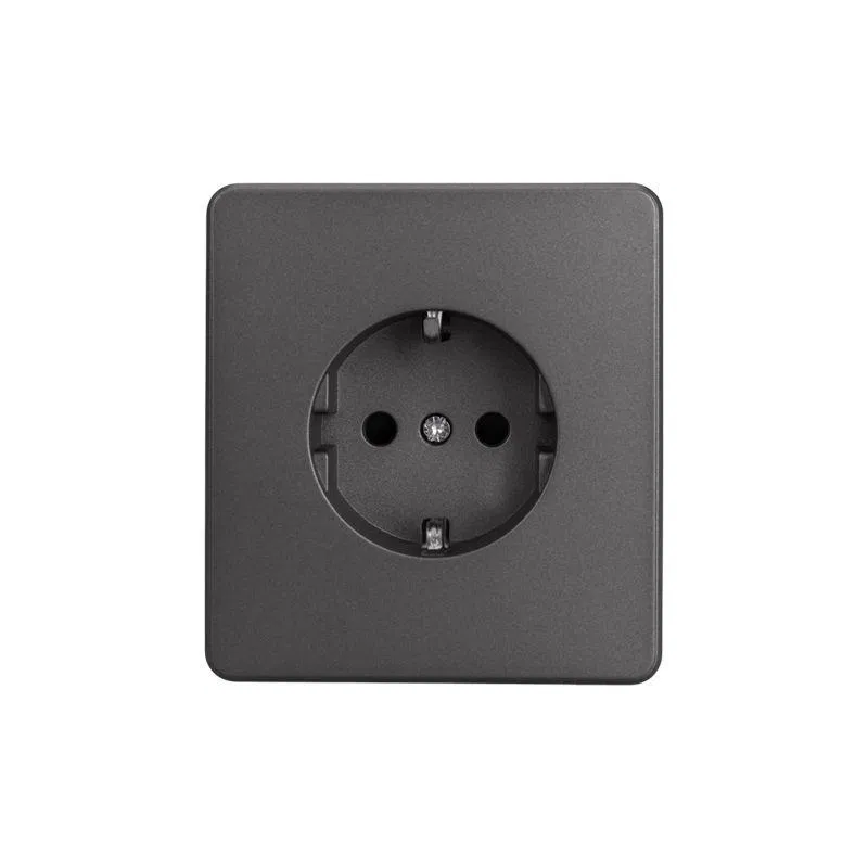 Розетка 1-м СП ROUND MIELE 16А с заземл. защ. шторки титан Kranz KR-78-0701-2