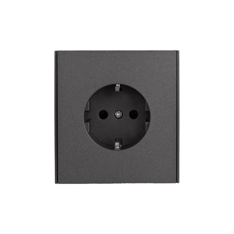 Розетка 1-м СП STRONG MIELE 16А с заземл. защ. шторки графит Kranz KR-78-0701-6
