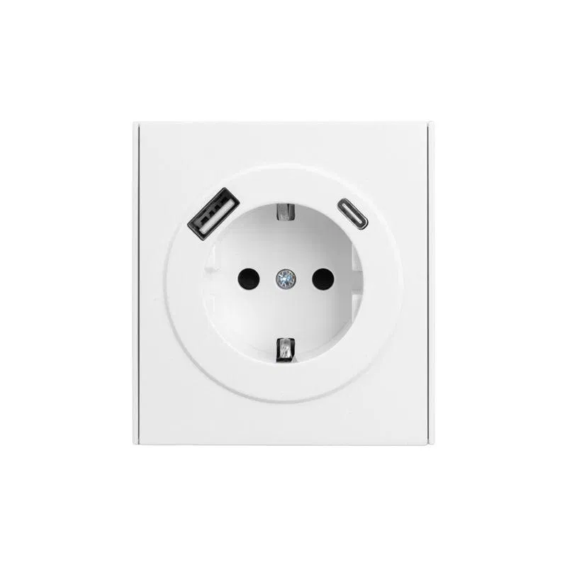 Розетка 1-м СП STRONG MIELE 16А с заземл. защ. шторки с USB A+C быстрой зарядки 5В/3А жемчуж. Kranz KR-78-0704-4