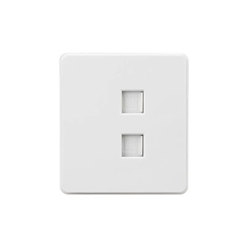 Розетка компьютерная 2-м СП ROUND RJ45 + RJ45 кат.6 IP20 перламутр Kranz KR-78-0725-1