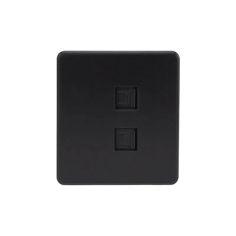 Розетка компьютерная 2-м СП ROUND RJ45 + RJ45 кат.6 IP20 оникс Kranz KR-78-0725-3
