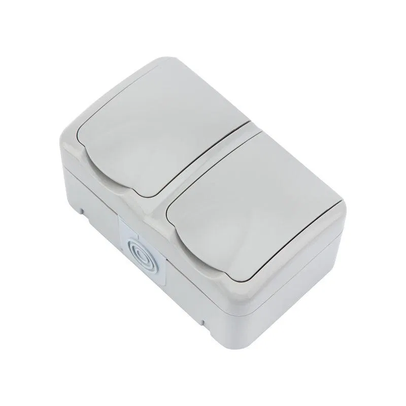 Блок розеток 2-м ОП Mini OG IP54 горизонт. с заземл. сер. Kranz KR-78-0806
