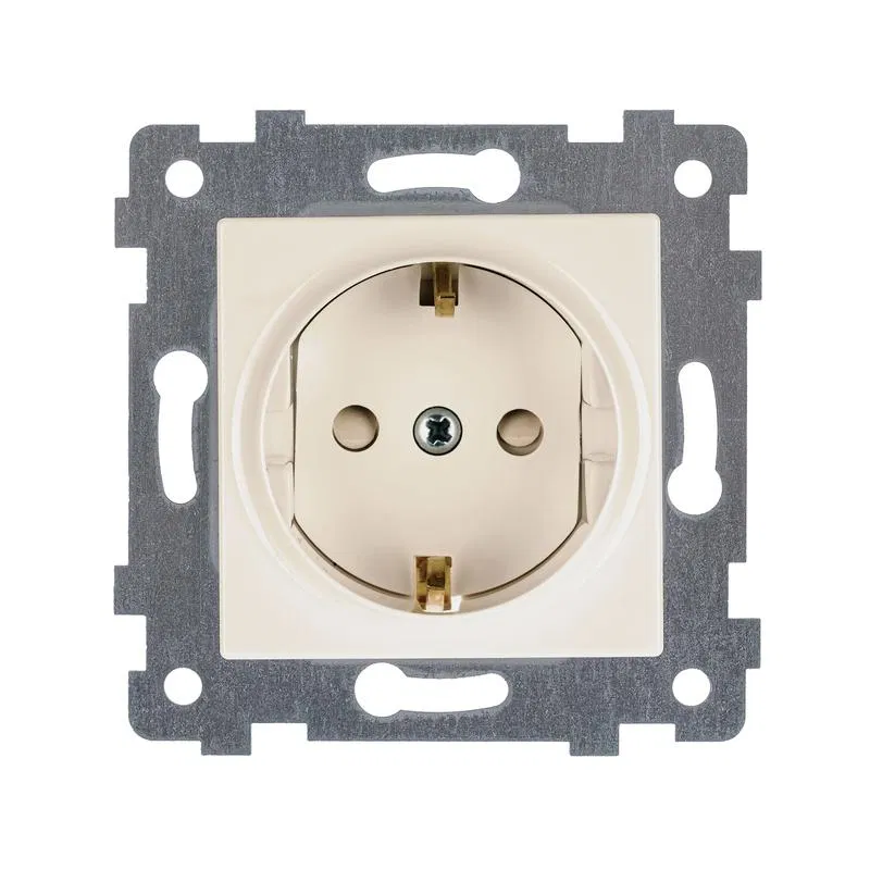 Розетка 1-м СП Аксиома РС16-454 16А IP20 с заземл. защ. шторки механизм сл. кость Кунцево 122003 Кунцево-Электро