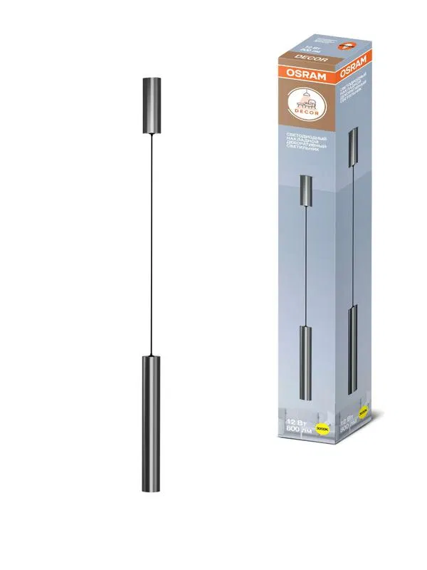 Светильник светодиодный TUBE SURFSP DLTB 12Вт 3000К тепл. бел. 800лм подвесной сер. OSRAM 4607194233106 LEDVANCE