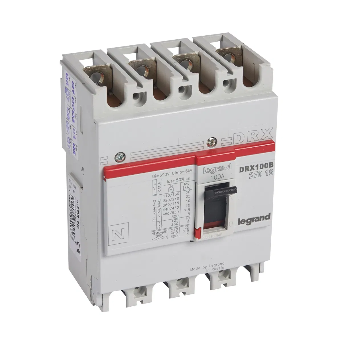 DRX125 термомагнитный 100A 4П 10KA 027018 Legrand