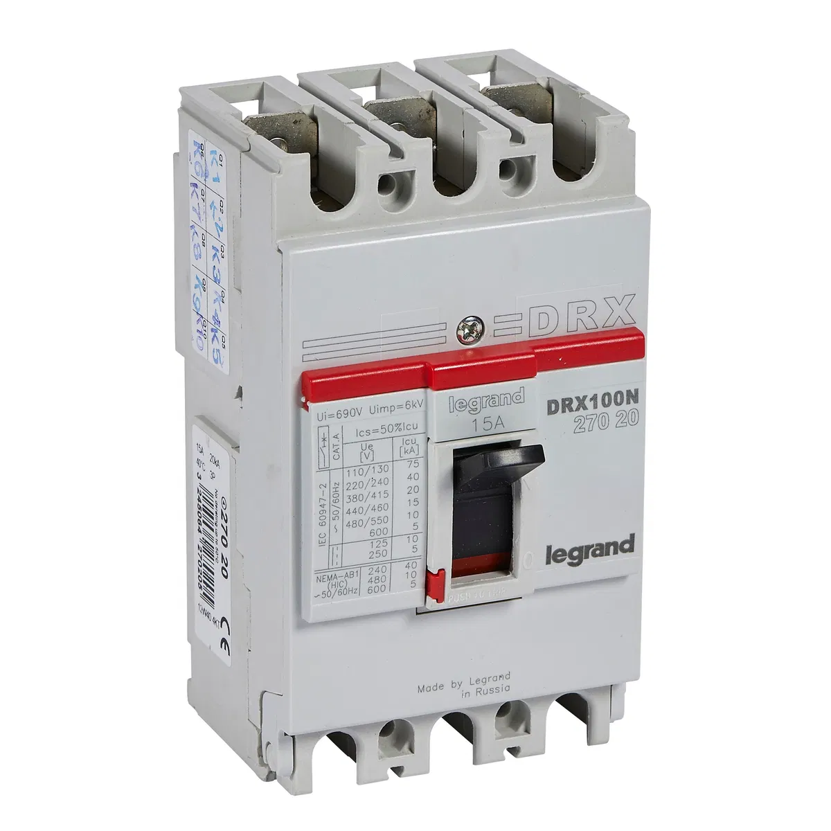 DRX125 термомагнитный 15A 3П 20KA 027020 Legrand