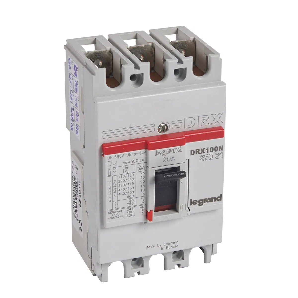 DRX125 термомагнитный 20A 3П 20KA 027021 Legrand