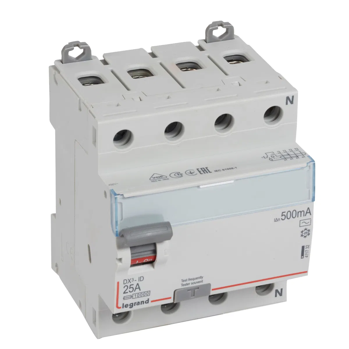 ВДТ DX3 4П 25А AC 500мА N спр. 411732 Legrand