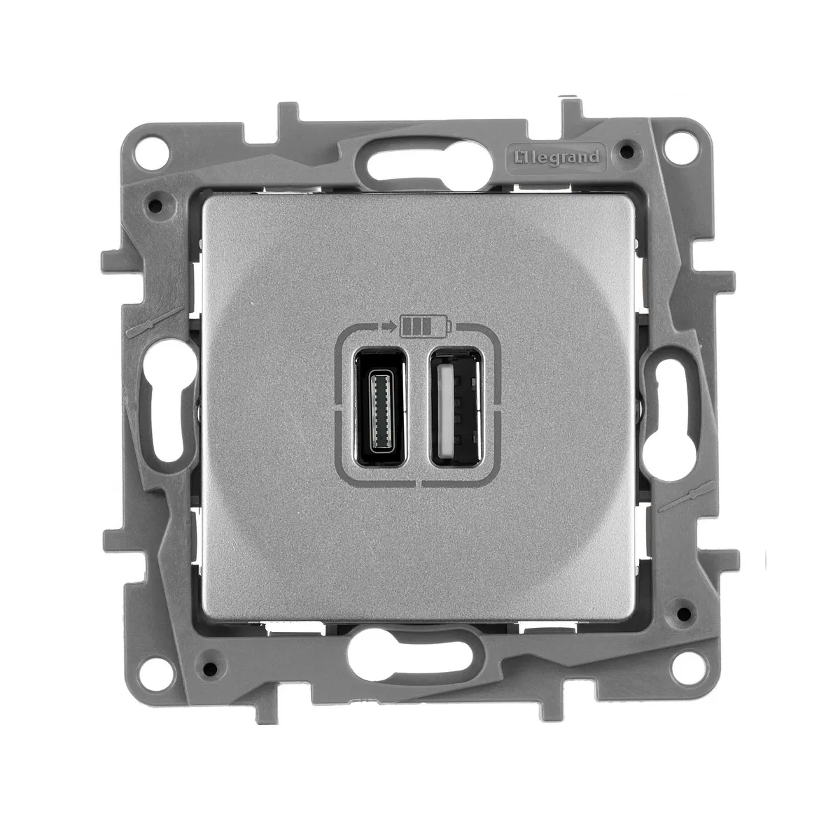 ETIKA Розетка USB A+C 15Вт алюминий 672436 Legrand