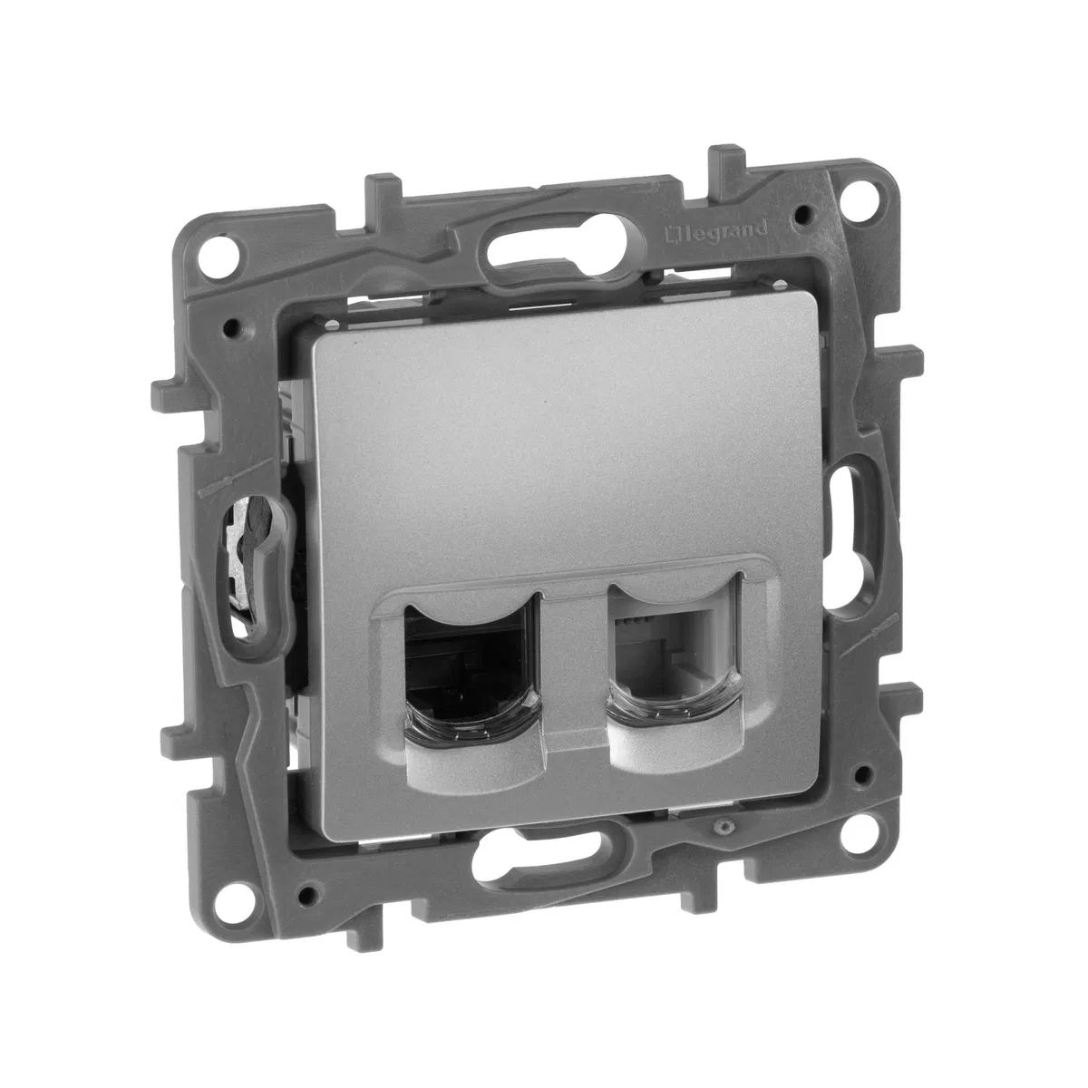 ETIKA Розетка двойная RJ11+RJ45 кат.5E UTP алюминий 672452 Legrand