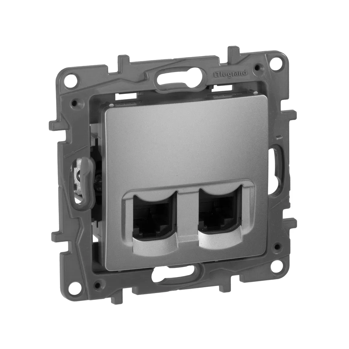 ETIKA Розетка компьютерная двойная RJ45 категория 5Е UTP алюминий 672455 Legrand