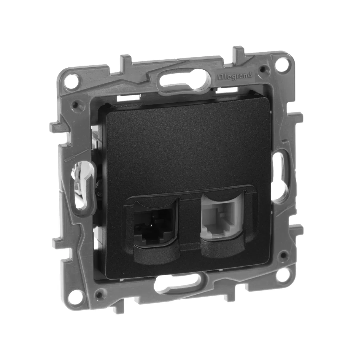 ETIKA Розетка двойная RJ11+RJ45 кат.5E UTP антрацит 672652 Legrand