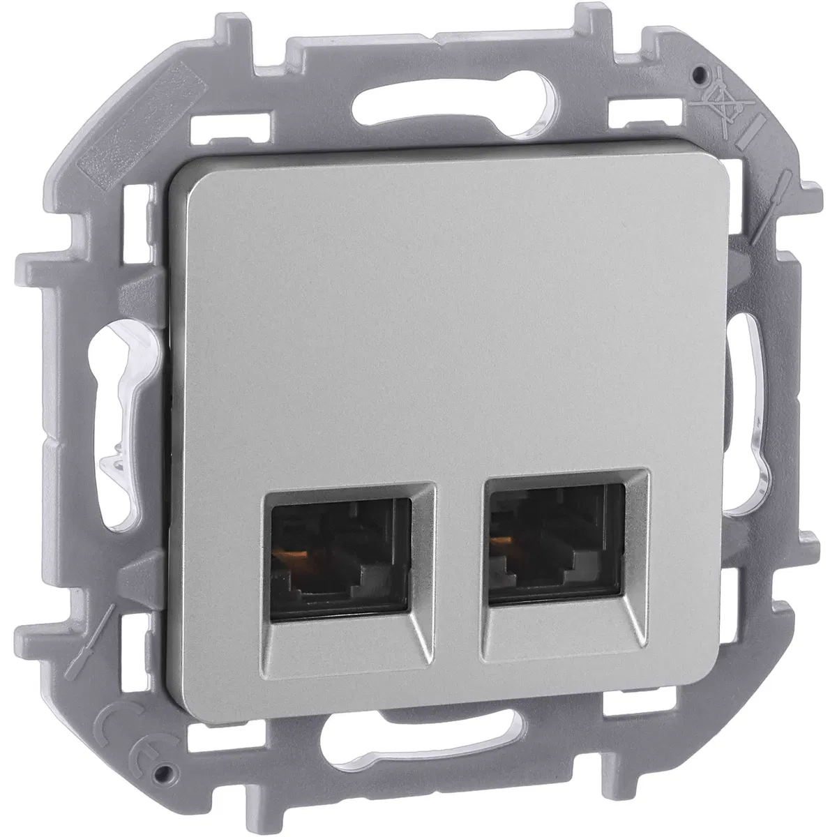 INSPIRIA Розетка компьютерная двойная RJ45 категория 5Е UTP алюминий 673837 Legrand