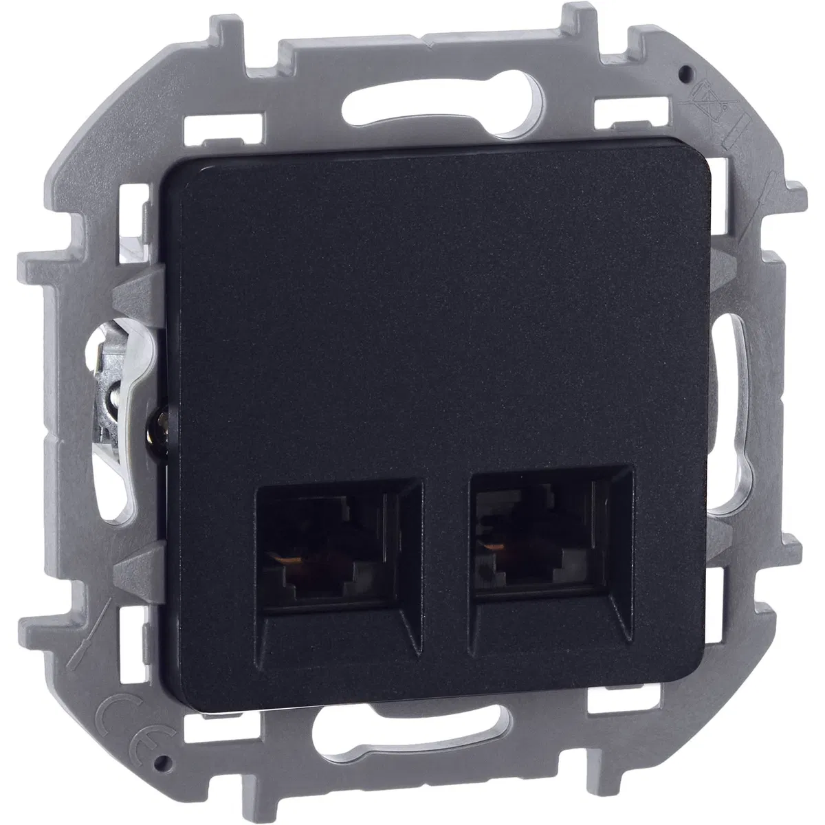 INSPIRIA Розетка компьютерная двойная RJ45 категория 5Е UTP антрацит 673838 Legrand