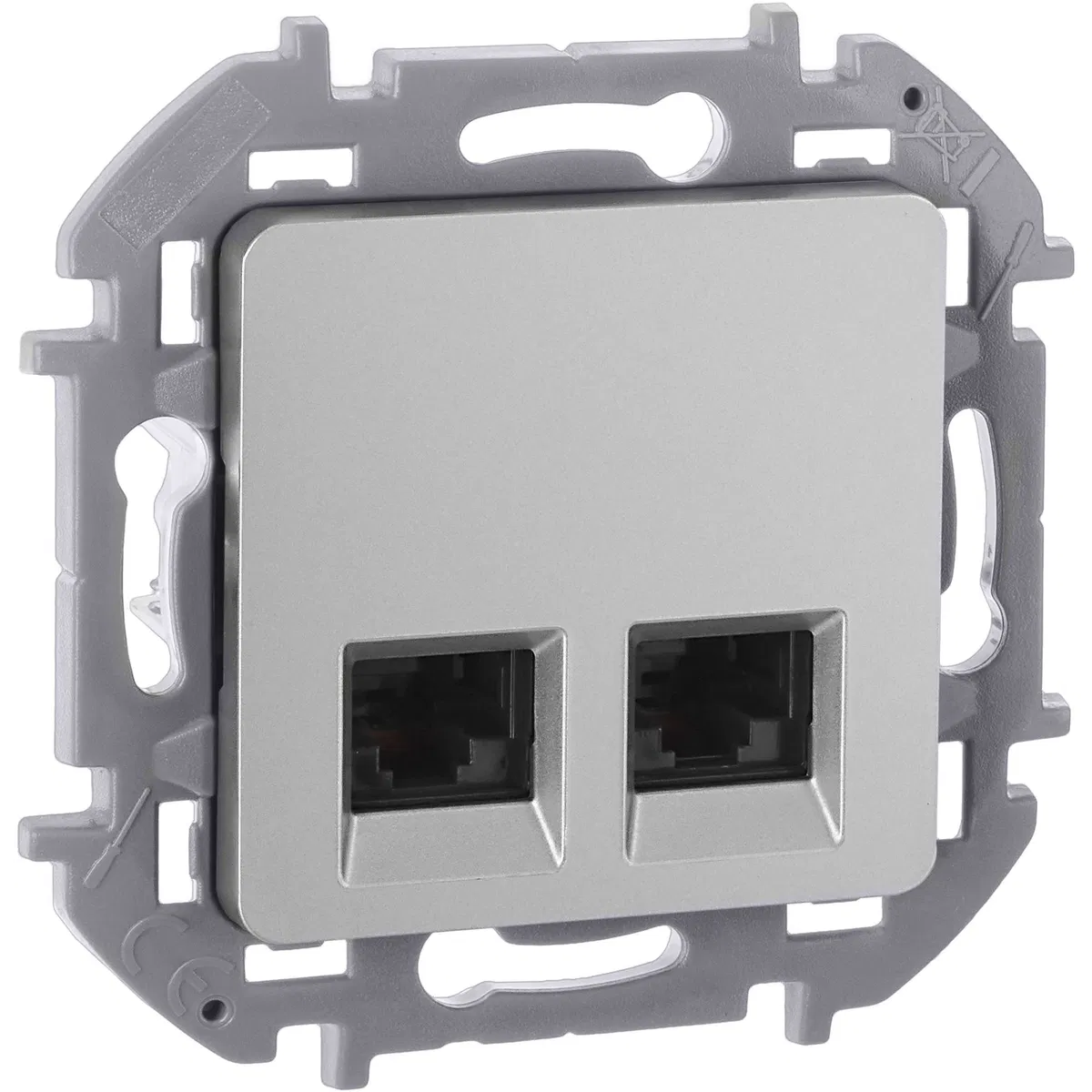 INSPIRIA Розетка компьютерная двойная RJ45 категория 6 UTP алюминий 673842 Legrand