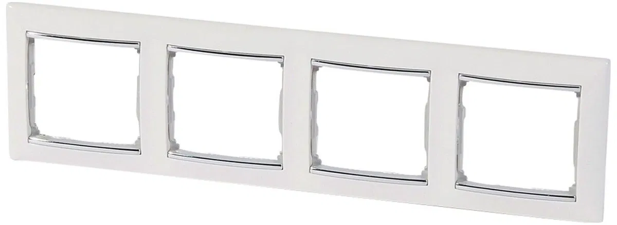 VALENA DIY Рамка 4-местная белый (серебряный штрих) 694249 Legrand