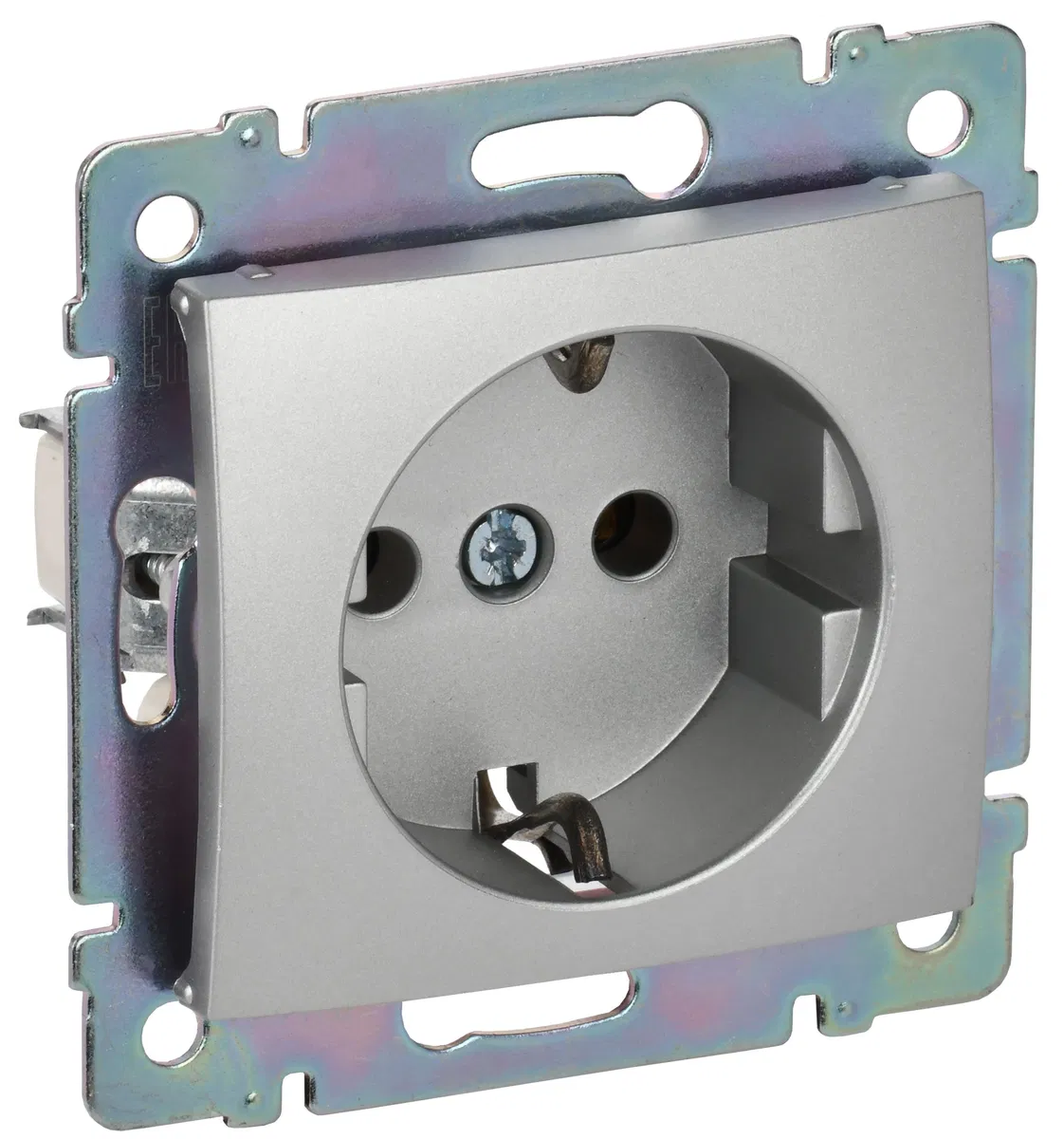 VALENA DIY Розетка 1-местная с заземлением без защитных шторок 16А алюминий 694342 Legrand