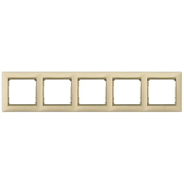 VALENA DIY Рамка 5-местная слоновая кость (золотой штрих) 695650 Legrand