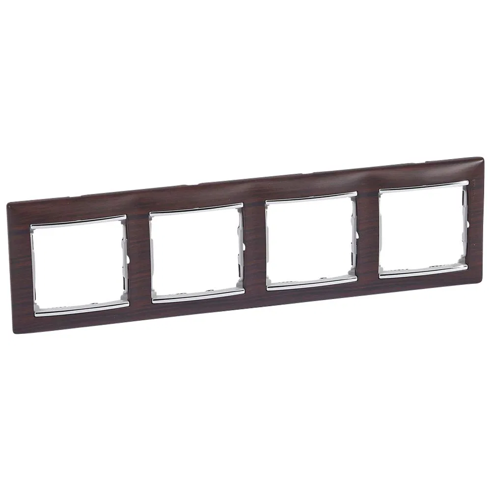 VALENA DIY Рамка 4-местная темное дерево (серебряный штрих) 696733 Legrand