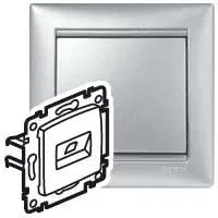 VALENA Розетка компьютерная двойная RJ45 категория 6 UTP с захватами алюминий 770247 Legrand